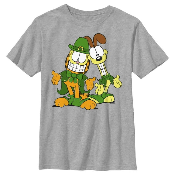 Boy's Garfield St. Patrick's Day Odie and Garfield Leprechaun Duo  Graphic T-Shirt