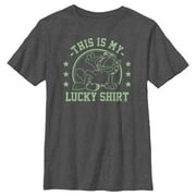 Boy's Garfield St. Patrick's Day This is my Lucky Shirt Graphic Tee Charcoal Heather Small