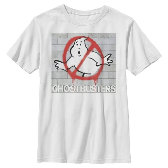 Boy's Ghostbusters Brick Spray Logo  Graphic Tee White Large