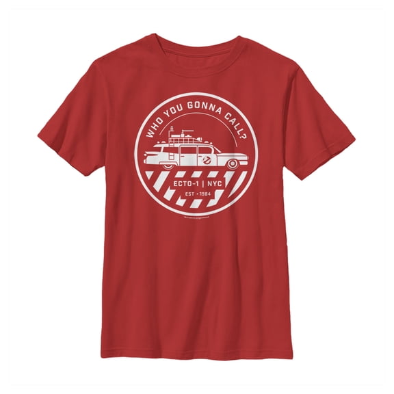 Boy's Ghostbusters Ecto-1 Wagon Logo Graphic Tee Red X Small