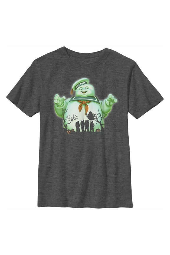 Boy's Ghostbusters Halloween Stay Puft Marshmallow Man Graphic Tee Charcoal Heather Small