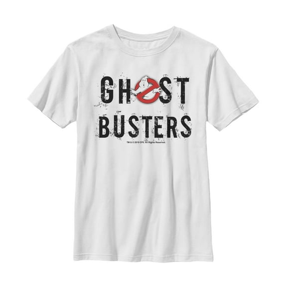 Boy's Ghostbusters Scratchy Text Logo  Graphic Tee White Medium