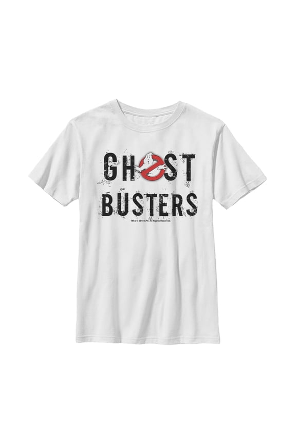 Boy's Ghostbusters Scratchy Text Logo Graphic Tee White X Small