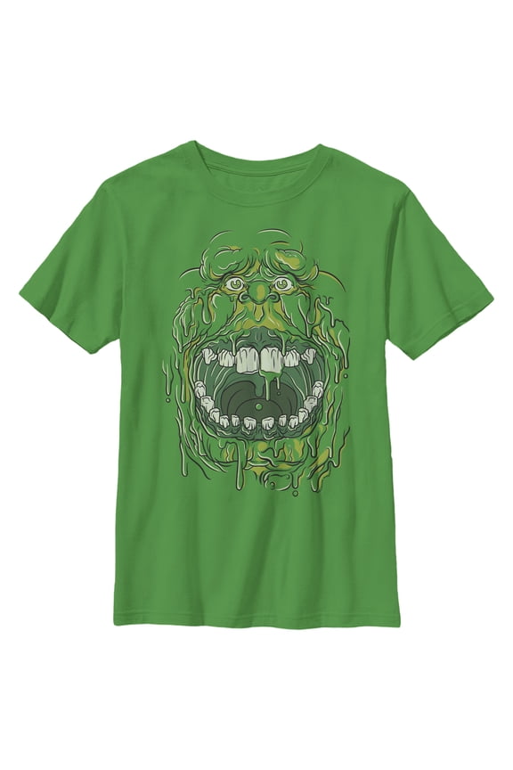 Boy's Ghostbusters Slimer Drip Face Graphic Tee Kelly Green X Small