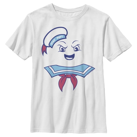 Boy's Ghostbusters Stay Puft Marshmallow Man Face Graphic Tee White Large