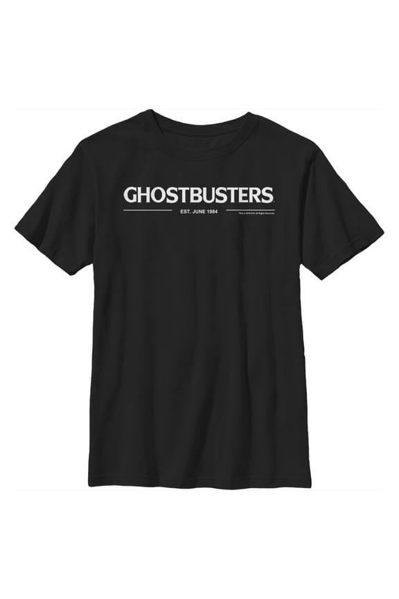 Boy's Ghostbusters White Logo  Graphic Tee Black X Large