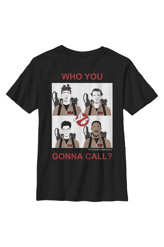 Boy's Ghostbusters Who You Gonna Call Tiles Graphic Tee Black Medium