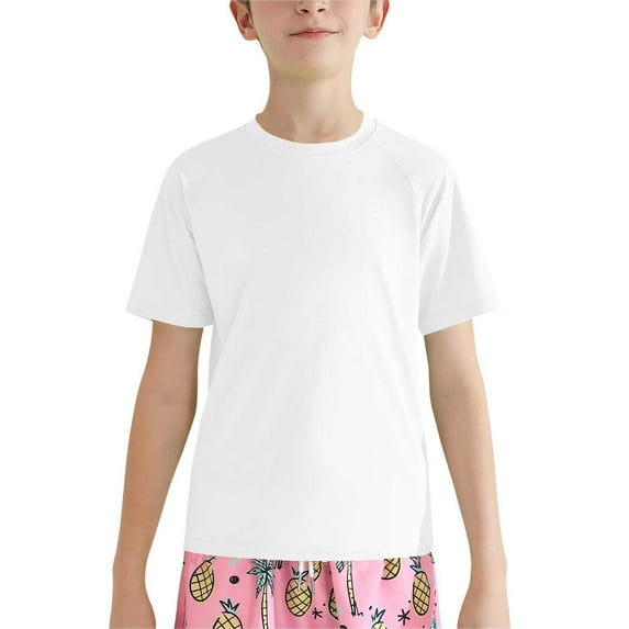 Boy's Girls 50+ Rash Guard Swim Shirts Kids Teens Short Sleeve T Shirt Fishing Surfing Water Beach Tops Running Workout Gym Active Tee Shirt