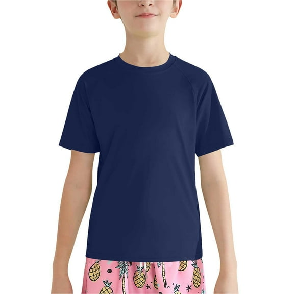 Boy's Girls 50  Rash Guard Swim Shirts Kids Teens Short Sleeve T Shirt Fishing Surfing Water Beach Tops Running Workout Gym Active Tee Shirt