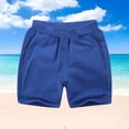 thumbnail image 1 of Boy's Girls Sports Shorts, Lightweight Athletic Running Kids Casual Elastic Waist Drawstring Summer cotton Shorts with Pockets Blue 9Y, 1 of 5