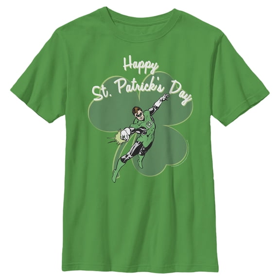 Boy's Green Lantern Happy St. Patrick's Day  Graphic Tee Kelly Green Large
