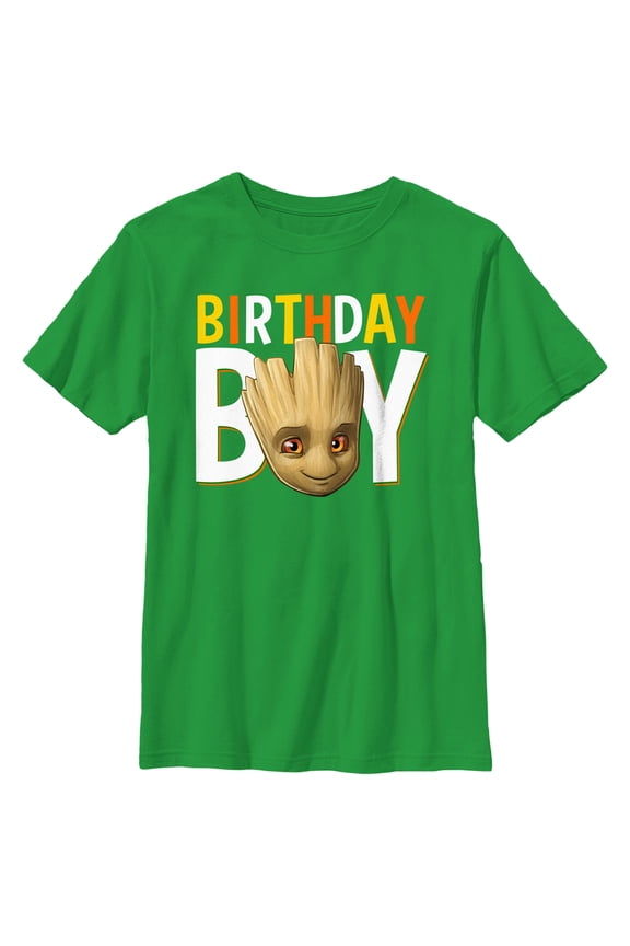 Boy's Guardians of the Galaxy Birthday Boy Groot Graphic Tee Kelly Green X Large