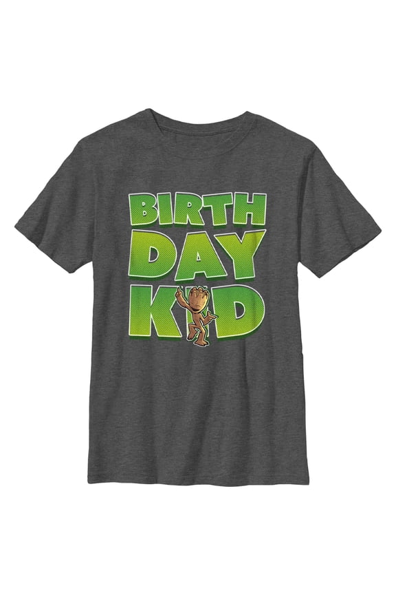 Boy's Guardians of the Galaxy Birthday Kid Dancing Groot Graphic Tee Charcoal Heather X Large