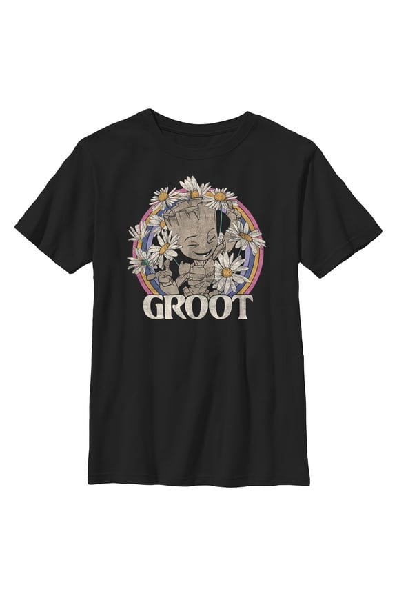 Boy's Guardians of the Galaxy Groot Springtime Graphic Tee Black Medium