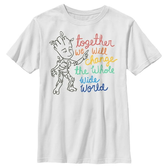 Boy's Guardians of the Galaxy Groot Together We Will Change the World Graphic Tee White X Large