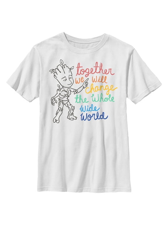 Boy's Guardians of the Galaxy Groot Together We Will Change the World Graphic Tee White X Large
