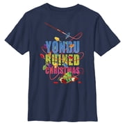 Boys Guardians of the Galaxy Holiday Special Yondu Ruined Christmas Lights Graphic Tee Navy Blue Medium