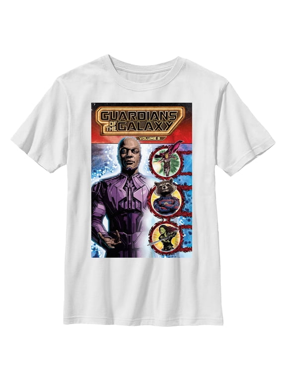 Boy's Guardians of the Galaxy Vol. 3 High Evolutionary Comic Book Poster Graphic Tee White Small