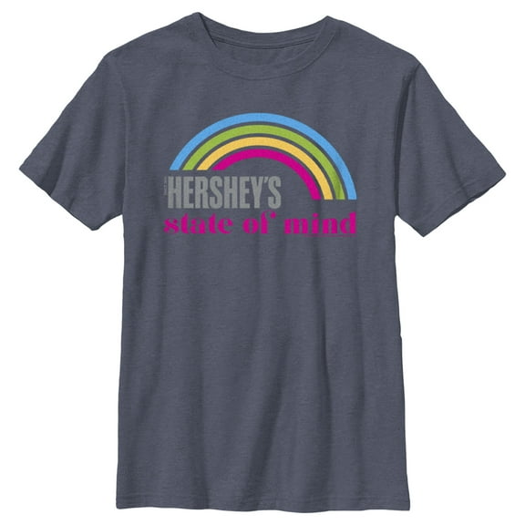 Boy's HERSHEY'S State of Mind Rainbow  Graphic Tee Navy Blue Heather Medium