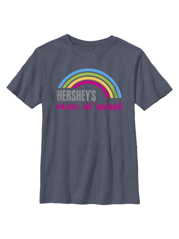 Boy's HERSHEY'S State of Mind Rainbow Graphic Tee Navy Blue Heather X Large
