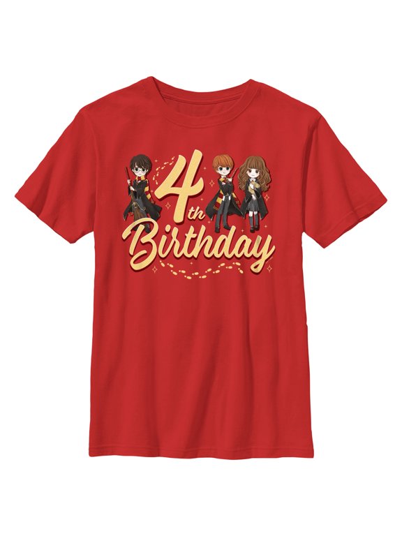 Boy's Harry Potter 4th Birthday Friends Graphic Tee Red Small