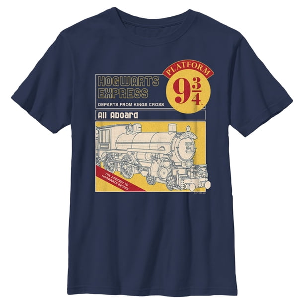 Harry Potter 'All Aboard' T-Shirt – Unisex Adult Crew Neck Tee With Hogwarts Express & Platform 9 3/4 Design (Black, Small)