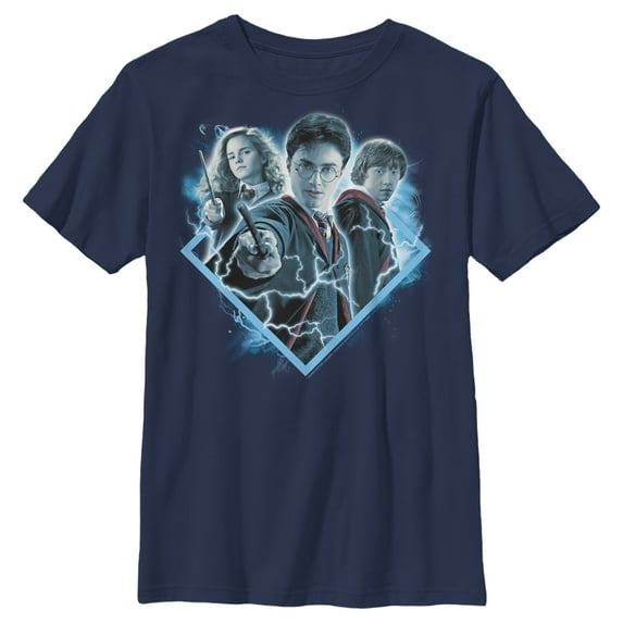 Boy's Harry Potter Best Friend Magic Trio Graphic Tee Navy Blue X Large