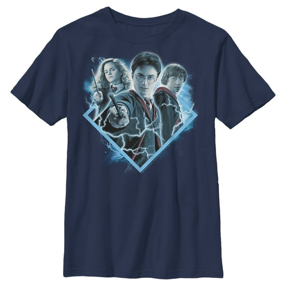 Boy's Harry Potter Best Friend Magic Trio  Graphic Tee Navy Blue X Small