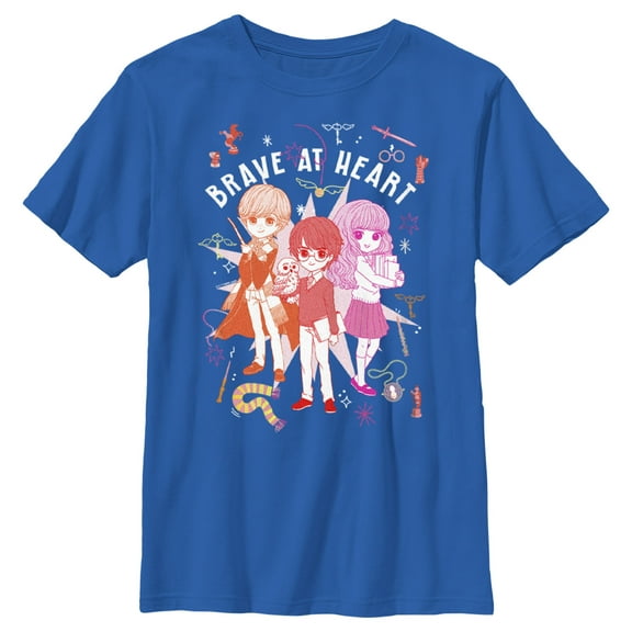 Boy's Harry Potter Brave at Heart Anime Friends Graphic Tee Navy Blue Large