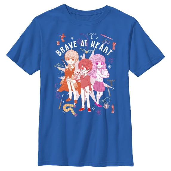 Boy's Harry Potter Brave at Heart Anime Friends Graphic Tee Navy Blue X Small