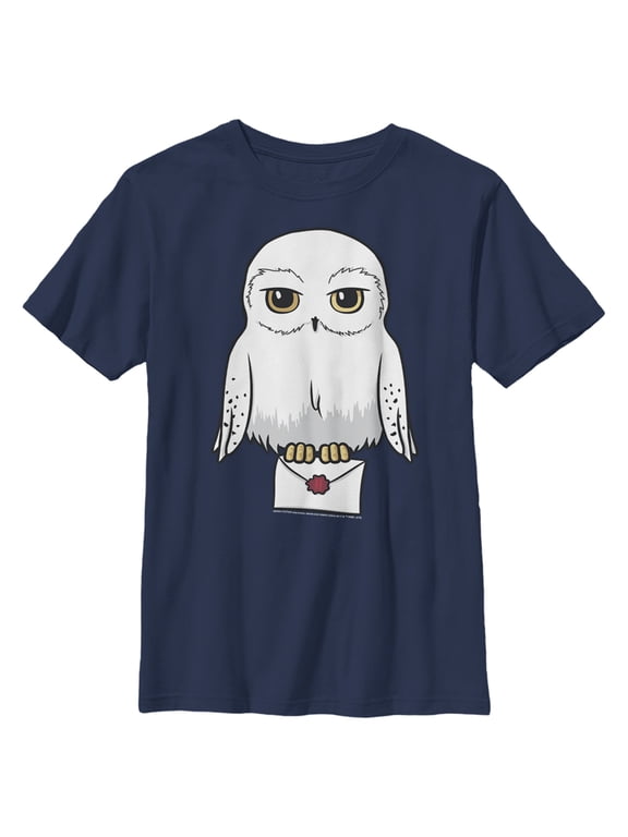 Boys' Husky Harry Potter Cartoon Hedwig Letter Graphic Tee Navy Blue Medium