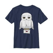 Boy's Harry Potter Cartoon Hedwig Letter Graphic Tee Navy Blue X Large