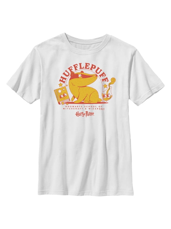 Boy's Harry Potter Cute Hufflepuff Badger Graphic Tee White X Small