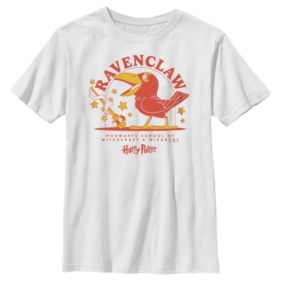 Boy's Harry Potter Cute Ravenclaw Eagle Graphic Tee White Small