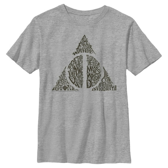 Boy's Harry Potter Deathly Hallows Secret Graphic Tee Athletic Heather Large