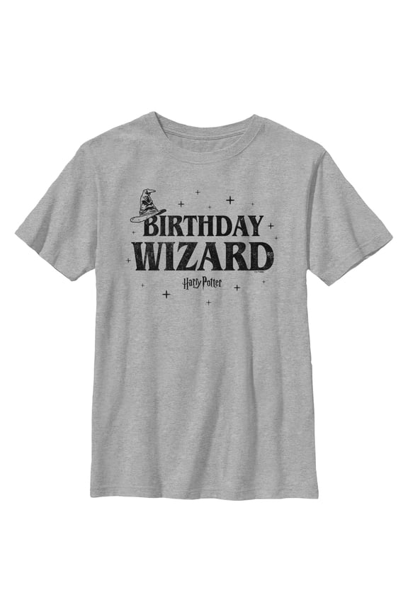 Boy's Harry Potter Distressed Birthday Wizard Graphic Tee Athletic Heather Large