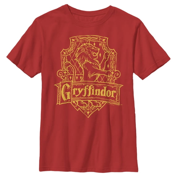 Boy's Harry Potter Gryffindor Line Art Crest Graphic Tee Red Small
