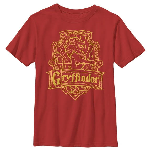 Boy's Harry Potter Gryffindor Line Art Crest  Graphic Tee Red X Small
