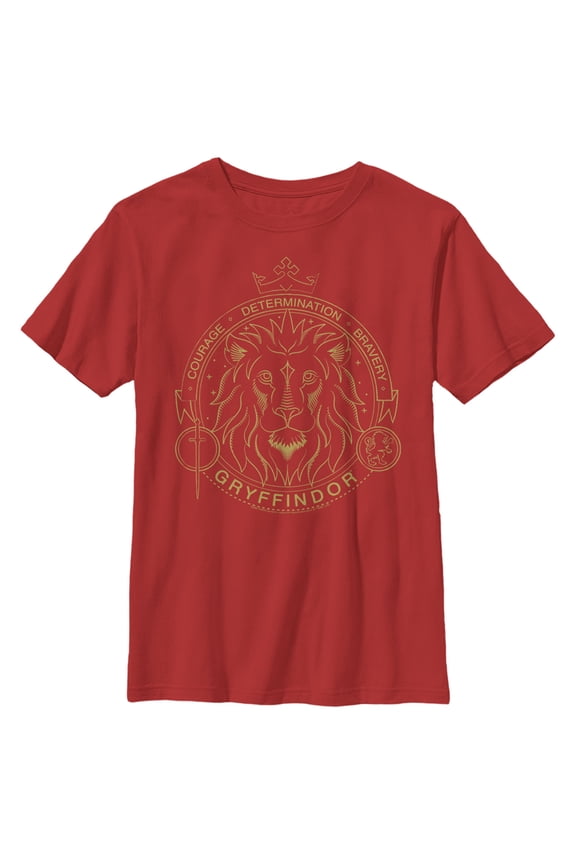 Boy's Harry Potter Gryffindor Line Art Seal Graphic Tee Red Large