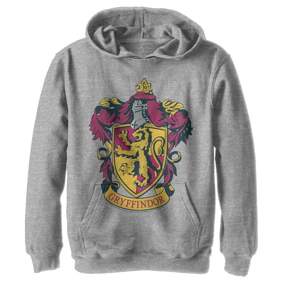 Boy's Harry Potter Gryffindor Ornate Crest Pull Over Hoodie Athletic Heather Medium