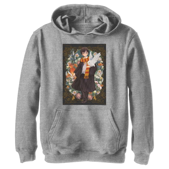 Boy's Harry Potter Harry Art Portrait Pull Over Hoodie Athletic Heather Small