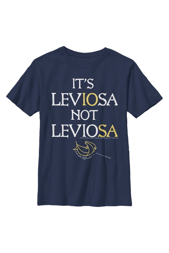 Boy's Harry Potter Hermione Leviosa Not Leviosa Graphic Tee Navy Blue Large