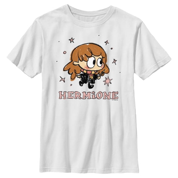 Boy's Harry Potter Hermione Starry Cartoon Graphic Tee White Small