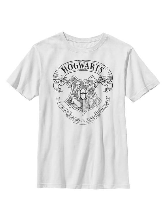Boy's Harry Potter Hogwarts 4 House Crest Graphic Tee White Small