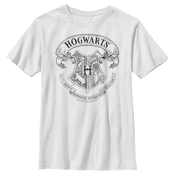 Boy's Harry Potter Hogwarts 4 House Crest Graphic Tee White X Large
