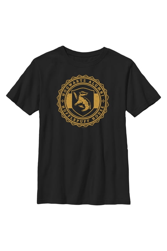 Boy's Harry Potter Hogwarts Alumni Hufflepuff House  Graphic Tee Black Medium
