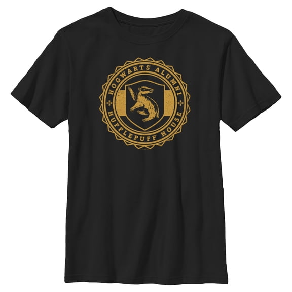 Boy's Harry Potter Hogwarts Alumni Hufflepuff House Graphic Tee Black X Small