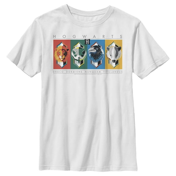 Boy's Harry Potter Hogwarts House Mascots  Graphic Tee White X Small