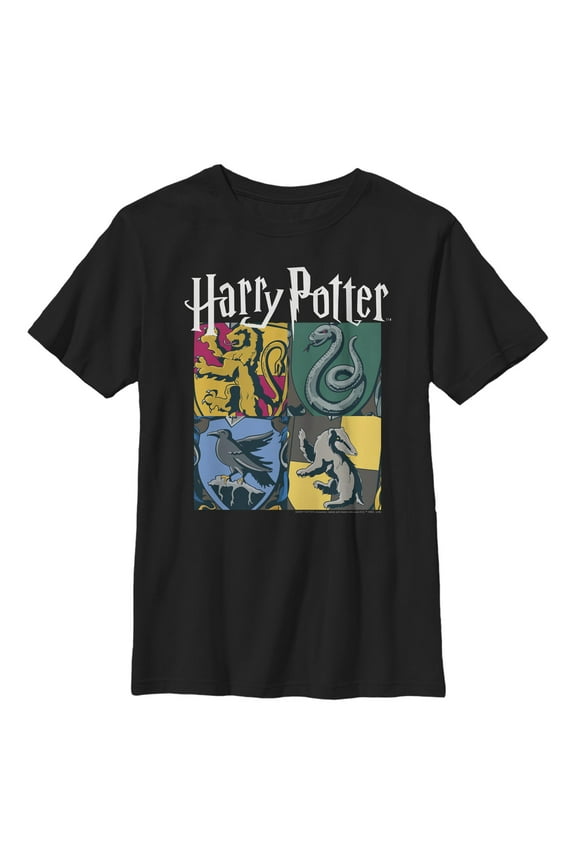 Boys' Husky Harry Potter Hogwarts Houses Vintage Collage  Graphic T-Shirt