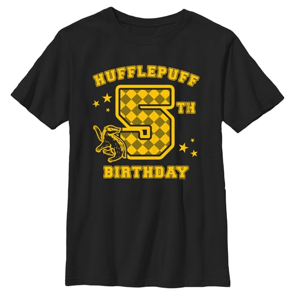 Boy's Harry Potter Hufflepuff 5th Birthday Graphic Tee Black Small